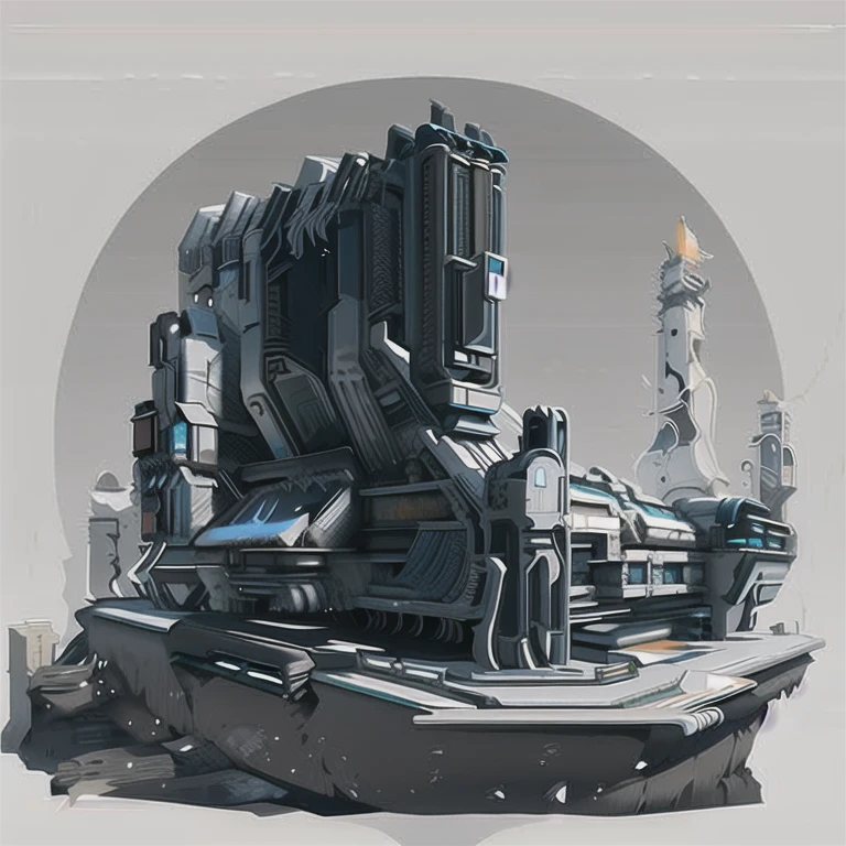 Science Fiction,future,光环游戏里的architecture,architecture物上有复杂的机械结构,Industrial feel,(masterpiece:1.2), best quality, masterpiece, high resolution, The original, Extremely detailed wallpaper, Perfect lighting, CG,realism,painting,Unreal Engine,concept art,grey_background,landscape, architecture, novel, _novel,Mecha,