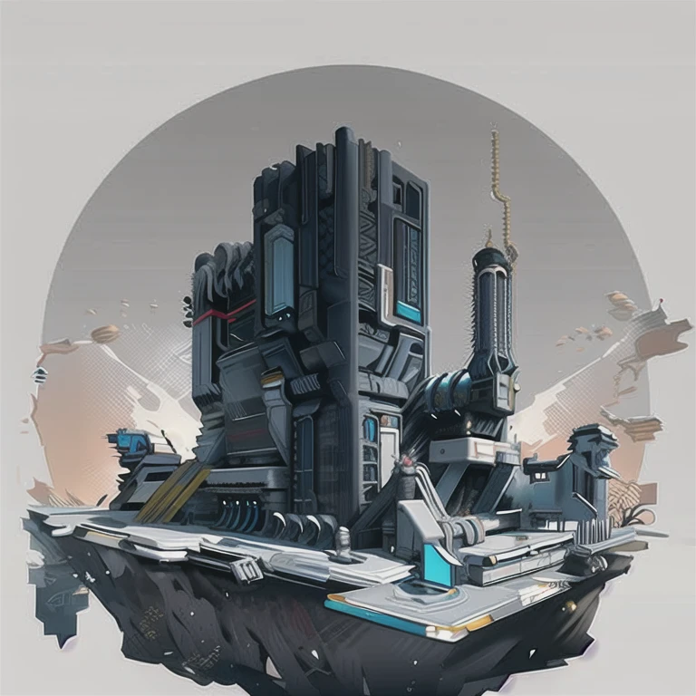 Science Fiction,future,光环游戏里的architecture,architecture物上有复杂的机械结构,Industrial feel,(masterpiece:1.2), best quality, masterpiece, high resolution, The original, Extremely detailed wallpaper, Perfect lighting, CG,realism,painting,Unreal Engine,concept art,grey_background,landscape, architecture, novel, _novel,Mecha,