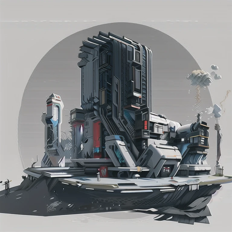 Science Fiction,future,光环游戏里的architecture,architecture物上有复杂的机械结构,Industrial feel,(masterpiece:1.2), best quality, masterpiece, high resolution, The original, Extremely detailed wallpaper, Perfect lighting, CG,realism,painting,Unreal Engine,concept art,grey_background,landscape, architecture, novel, _novel,Mecha,