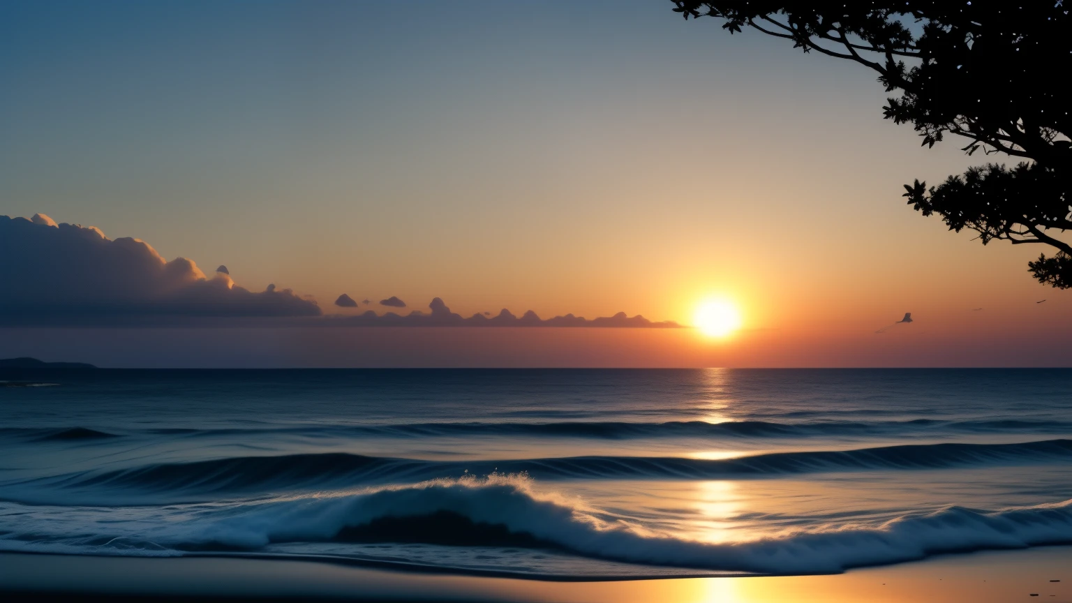 Blue Coast: A breathtaking seascape painting with the highest details and masterpiece quality. The coastline is adorned with vibrant azure waters that gently lap against the shoreline, creating a serene and tranquil atmosphere. The sun begins to set, casting a warm, golden glow over the scene, illuminating the waves and the intricately textured sand. In the distance, you can see the silhouettes of sailboats gliding effortlessly through the water, their sails catching the soft light of the setting sun. The background is filled with the depth of fields, showcasing the lush vegetation and the rolling hills that rise up from the coast.