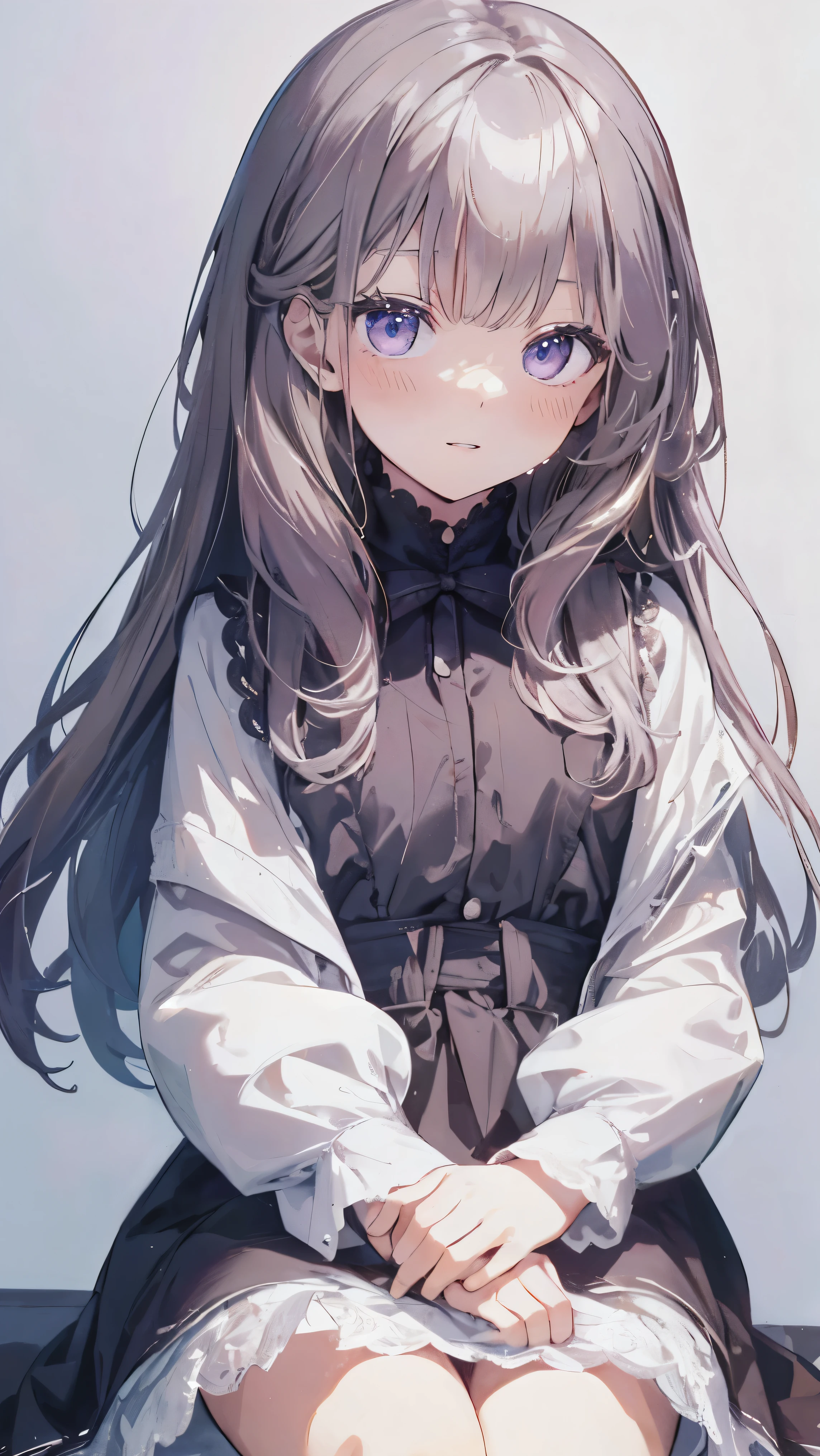 Masterpiece、Highest quality、highest quality、(((Lori)))、 ((Petite))、Shiny hair quality、Small face、Sitting、Super detailed, beautiful, wide eyes、Ultra-detailed, clear and beautiful faces、(cute illustration:1.2), High-resolution, ultra-detailed, best quality, embarrassed
