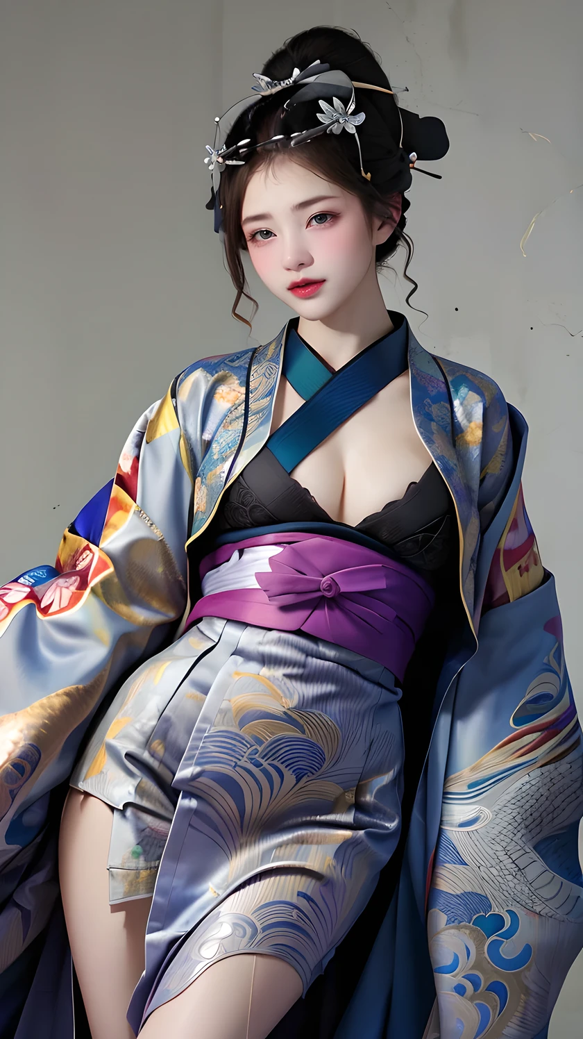 Umalinda warrior sexy, pretty face, Delicious Company, Alluring figure, Wearing a sexy open kimono. The artwork is created in a medium reminiscent of Japanese ink paintings....., Features bold strokes and Monochromatic color palette. artist'Masterful technique reveals the intensity and power of the image'sense of presence,with the highest quality, Perfectly capture every detail with ultra-high resolution. Textures and intricate patterns on kimonos are rendered with extreme precision. Lighting is carefully designed,Enhance drama, Features deep shadows and subtle highlights. General, The artwork exudes elegance and power, Combining traditional Japanese aesthetics with a modern feel. Monochromatic color palette, Combine details, Create captivating and immersive experiences for your audience.