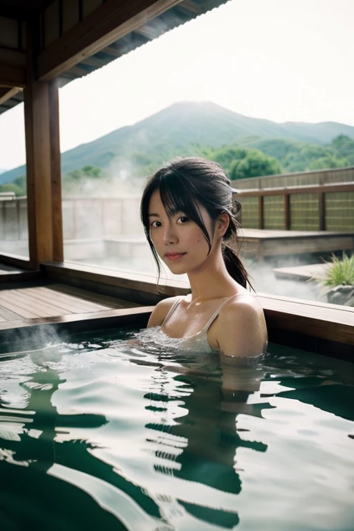 Mature and attractive woman、2Beautuful Women、bbw、A smile、japanese onsen、Bathing naked、A smile、masterpiece、top-quality