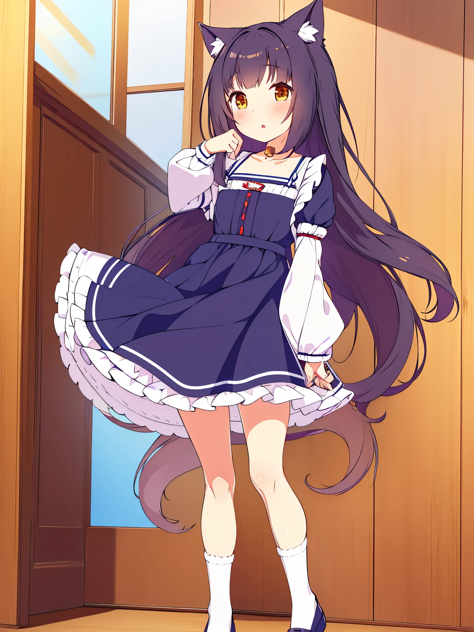 anime character in a room with cat ears and a dress, gato animado girl in a maid costume, chica anime con orejas de pelo azul pelo blanco gato, , cute gato animadogirl, nekomimi, very beautiful gato animado girl, gato animadogirl, chica gato blanco, del videojuego azur lane, gato animado, traje de mucama, beautiful gato animadogirl, 