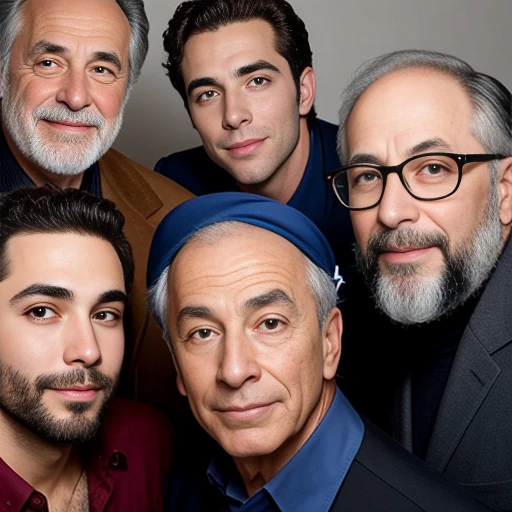 group of jewish sefardins mens gathered, focus on face.