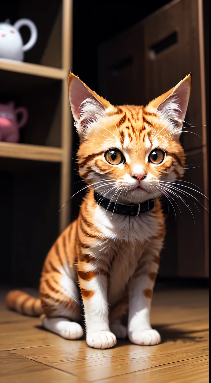 Q version of Little Orange Cat, Stupidly cute, look at me, stuffed toy, Surreal, Ultra-fine, 16K resolution, Masterwork, Macro Lens,