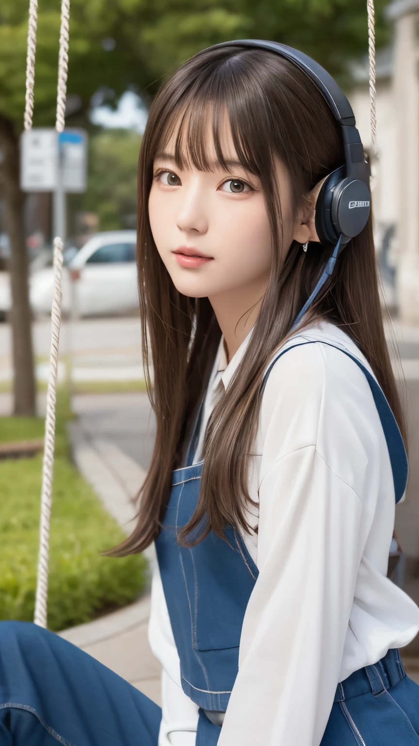 Dragon Ball bloomers, futuristic scene, Mechanically enhanced Japanese high school girl、Elegant in an elaborate garden. She has beautifully detailed eyes and lips that complement her face. high school girl。.uniform。.。.。.。.。.。 girl.. Around her are bright チューリップ and a quiet carp pond. The scenes are drawn using a combination of illustration and photorealism, Rose,Highly detailed brush strokes and sharpness, bright colors. Lighting that highlights the elegance of the uniform, gives softness to the skin, porcelain shine。. Artwork is of the highest quality, Exquisite costume details on display, Rose, . The overall color scheme is、、、、、、、、、、、、、、、traditional Japanese color combinations, crimson, hang on., bus stop、sit on a swing、Headphones around the neck、Side view、Side view、whole body、cute clothes、from far away、Open the center、Big eyes、random pose、whole body、jogging