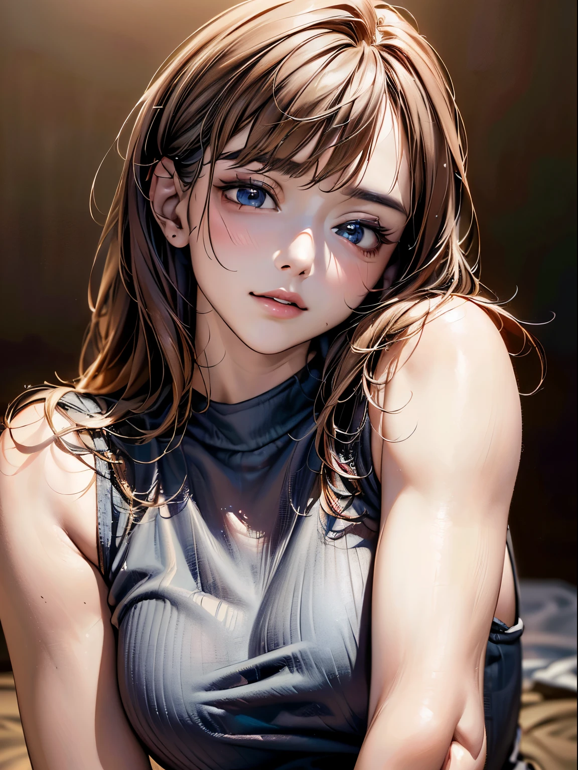((highest quality)),(超A high resolution),(Very detailed),(Detailed Description),((The best CG)),(masterpiece),super precision art、(highest quality、8k、32k、masterpiece)、(Realistic)、(Realistic:1.2)、(High resolution)、Very detailed、Very beautiful face and eyes、1 female、((Narrow eyes、Droopy eyes:1.4、Fine grain))、Tight waist、Delicate body、(highest quality、Attention to detail、Rich skin detail)、(highest quality、8k、Oil paint:1.2)、Very detailed、(Realistic、Realistic:1.37)、Bright colors