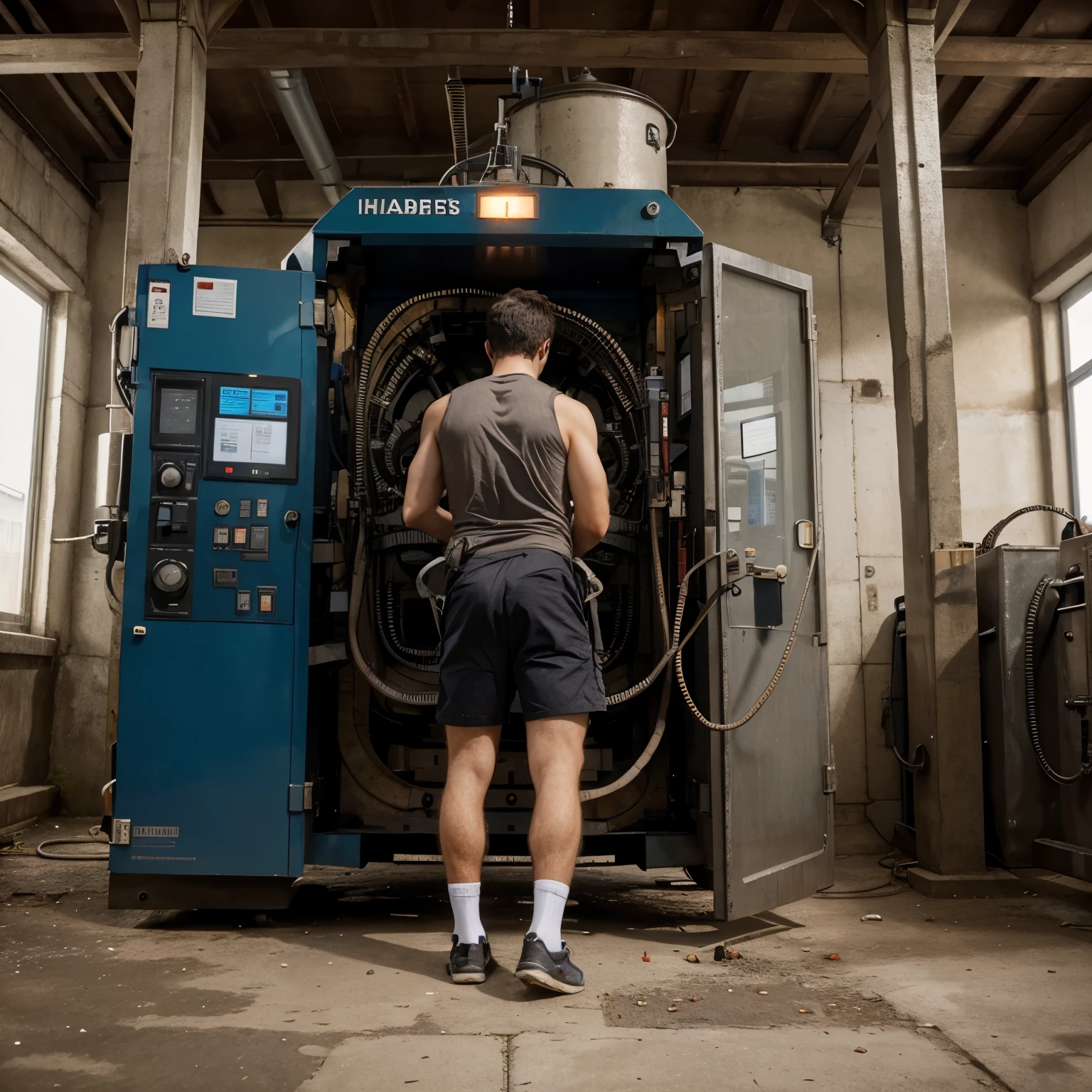 Machine à laver avec des habits devant la machine
