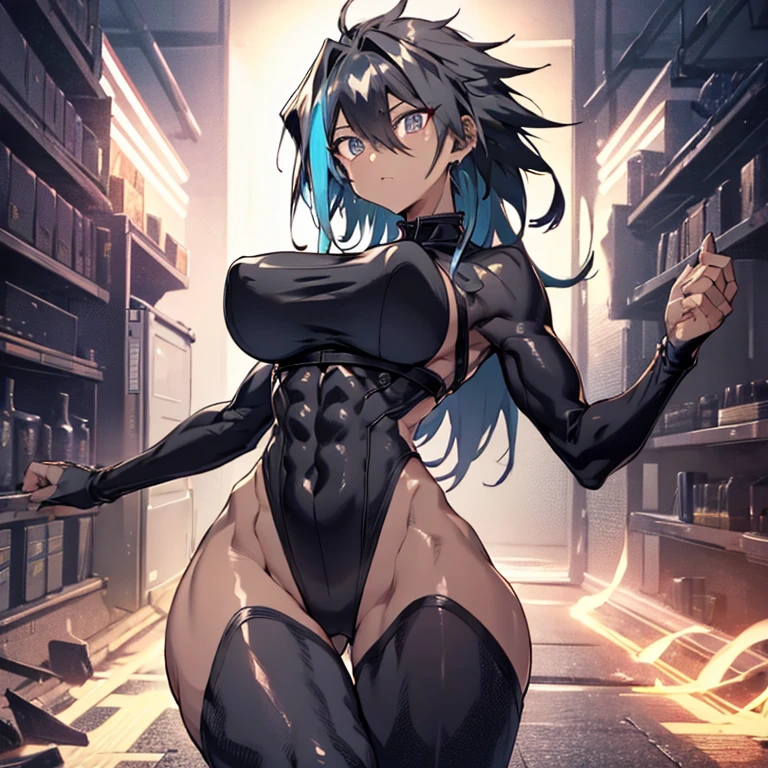 (waifu), elemental waifu, marle barrock, ((long hair)), (full body), (high resolution), (high res), great quality, mature, perfect eyes, strong shadows, detailed face, detailed abs, direct light, under light, strong jaw, massive ass, neon lights, thick thighs, long torso, wide waist, skinny torso, fit, perfect face, (colorful vibrant light),