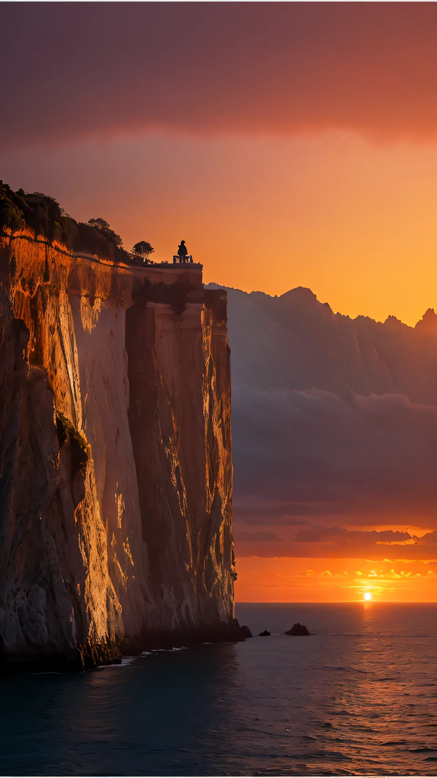 Highest quality,Fantasy,cliff,Sunset