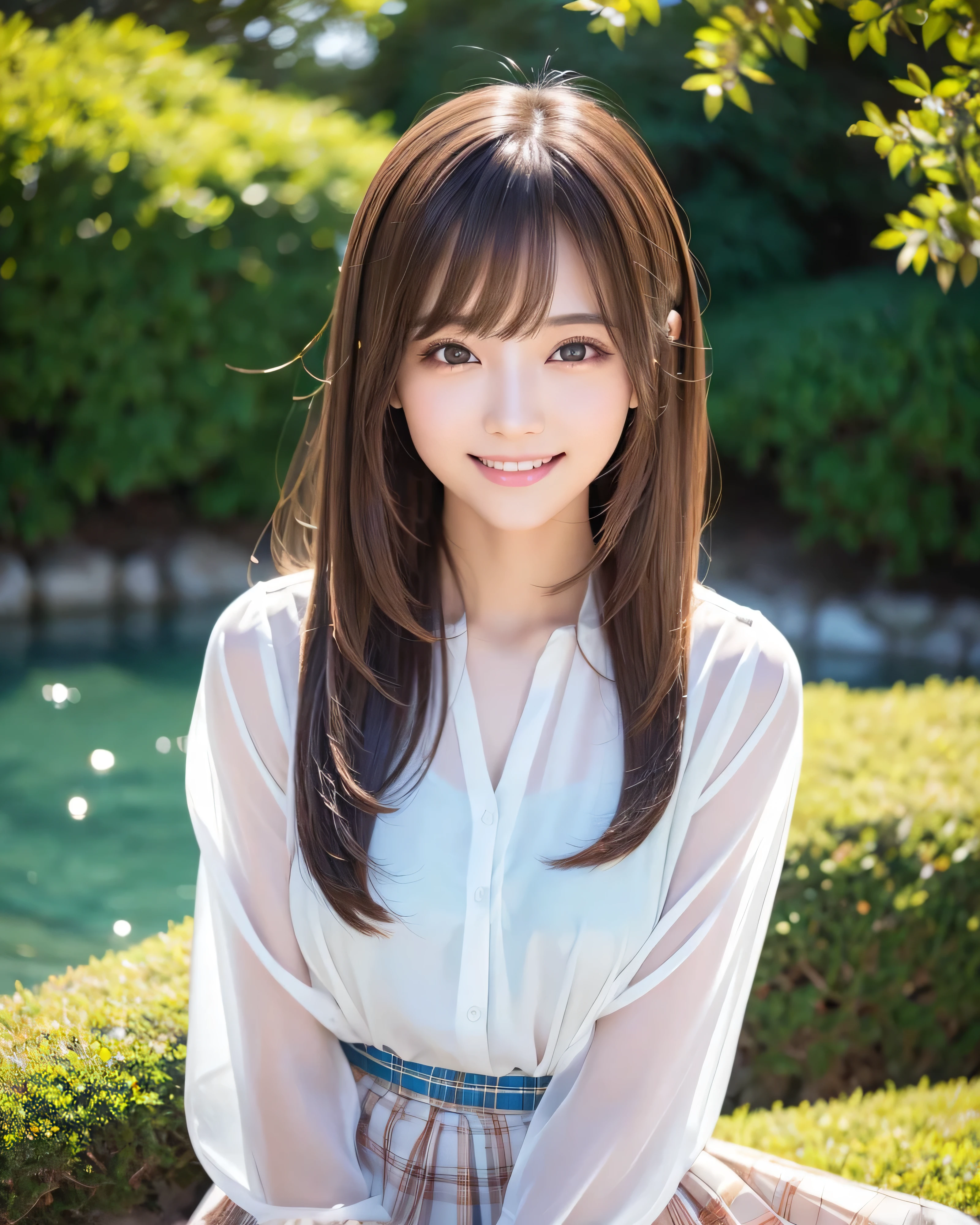 seed;88117315,((Full Body Angle))、((Front hair:1.3))、((Highest quality, 8K, masterpiece: 1.3)), concentrated: 1.2, Cute girl 1,Nipples erect、 Perfect beauty: 1.4,Cut and sewn T-shirt Raglan sleeve summer short sleeve T-shirt.Shorts: 1.2,Long sleeve、Randall Color、comics＆Text Graphics、Black ruffle-trimmed drawstring zip blouse,1.1, Highly detailed face and skin textures, Fine grain, double eyelid, whitening skin, ,Highest quality,Ultra-high resolution,you,1 girl,alone,_Shiny_skin,Iris,necklace,((brown_length_Wavy_hair)),(lips)),eyelash,Front hair,deal with,compensate,Shiny,pore,skin,Large Breasts、((smiling face))、Riverside Walk、walk、