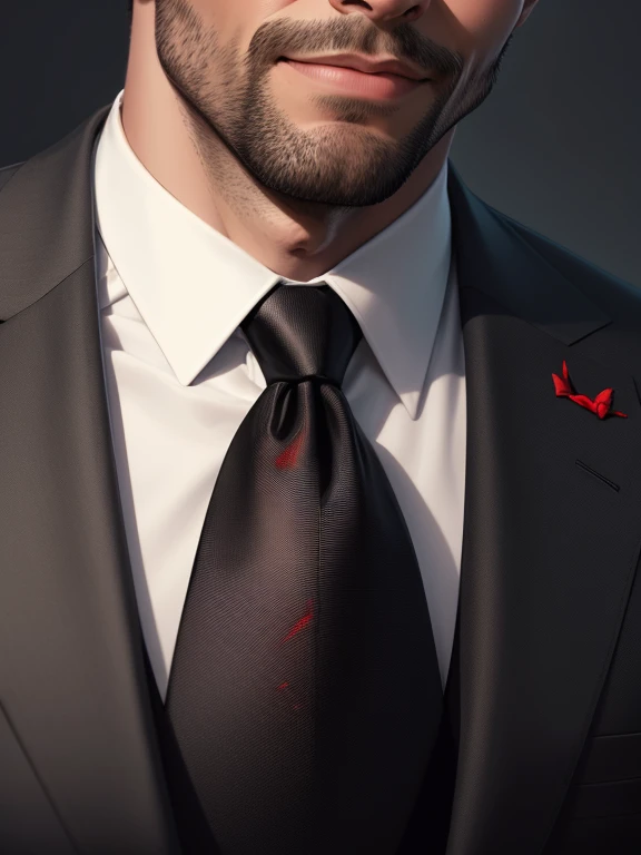 create a drawing of a close-up of a man wearing a black suit with a red tie, black man, 4k, comic babes