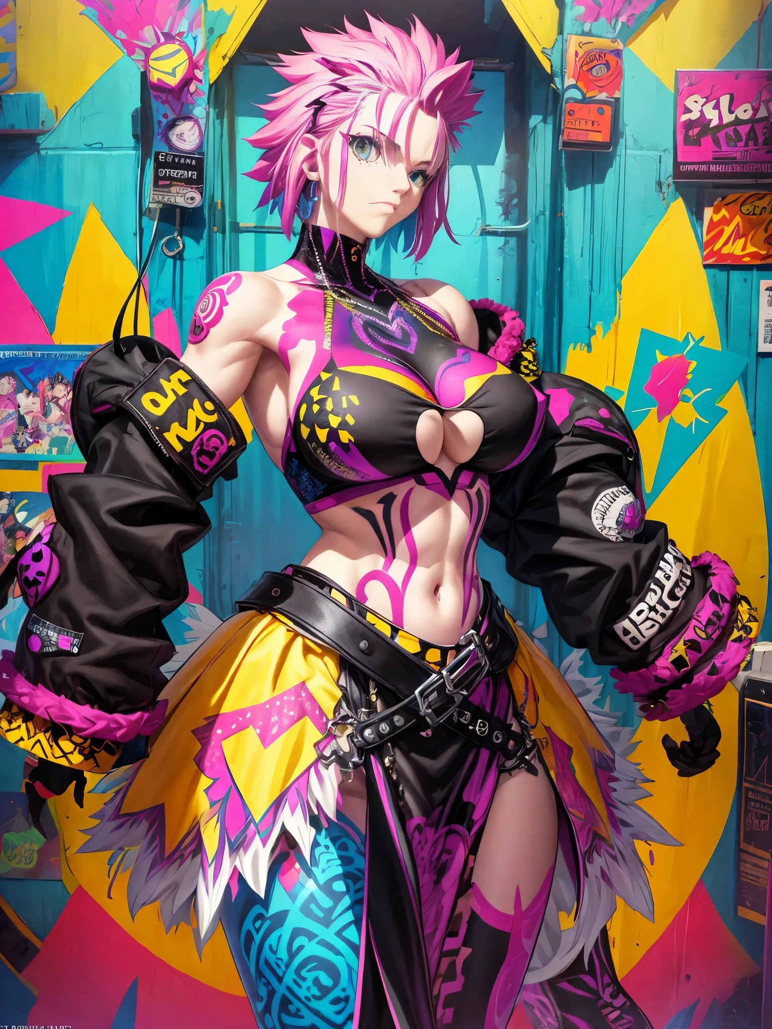 Outrageous resolution、masterpiece++、top-quality++、ultra-definition++、ultra-definition++、4K++、8K++、From Side、(Background Focus)++、((1)))+++A clothed woman is wearing a whole body colorful punk fashion pattern body paint,、Painted on the wall with a punk fashion pattern that destroys the city, And a naked muscular bursting breast mature woman is acclaimed in a punk fashion outfit、Bare muscular huge breasts mature woman wearing whole body colorful punk fashion pattern body paint on wall with punk fashion pattern rune、Punk fashion pattern wall full body colorful punk fashion pattern body paint punk fashion outfit naked muscle big breasts mature woman、Bare muscular huge breasts mature female punk fashion outfit with whole body colorful punk fashion pattern body paint flying on top、Punk fashion pattern wall whole body colorful punk fashion pattern body paint punk fashion bare muscle huge breasts mature woman wearing clothes、Naked muscular huge breasts mature woman wearing colorful punk fashion pattern body paint on wall with punk fashion pattern president、Detailed contemporary art、Contemporary Art Style、BREAK: Bare Muscle Huge Breasts Women Punk Fashion Outfit and Full Body Colorful Punk Fashion Pattern Beautiful Modern Punk Fashion Pattern on the Wall、Punk fashion clothes punk fashion pattern college student and full body colorful punk fashion pattern bare muscle huge breasts mature woman wearing body paint on wall、Contemporary Art Behans、Punk fashion pattern high school student and full body colorful punk fashion pattern body paint punk fashion naked muscular big mature woman wearing clothes、Bare muscular huge breasts mature woman punk fashion outfit with whole body colorful punk fashion pattern beautiful punk fashion pattern with body paint wall、Naked muscular huge breasts woman in punk fashion outfit、Glossy floating punk fashion pattern on the wall and colorful punk fashion pattern in full body color、Mature woman with huge breasts with bare muscles、Wearing whole body