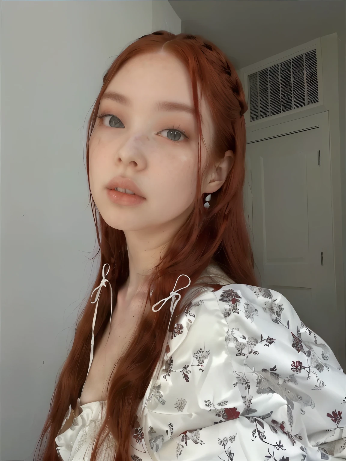 there is a woman with long red hair wearing a white dress, kailee mandel, with pale skin, sydney sweeney, sophie turner, amouranth, ginger hair with freckles, red hair and freckles, eleanor tomlinson, cute freckles, a redheaded young woman, lily, sadie sink, better known as amouranth, with red hair, long loose red hair