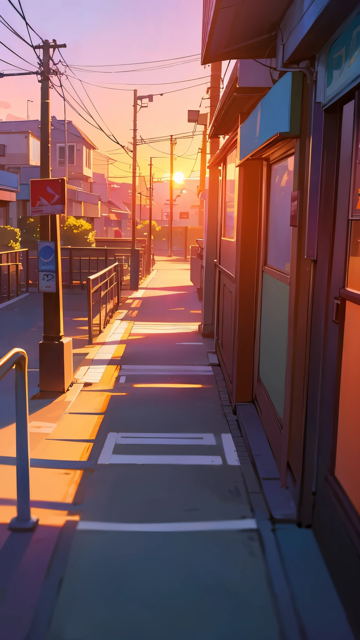 anime - style illustration of a restaurant at sunset with a street light, stunning art style, anime background art, 8k high quality detailed art, lofi artstyle, by sylvain sarrailh, highly detailed digital painting, 4k highly detailed digital art, 4k detailed digital art, anime art wallpaper 4k, anime art wallpaper 8 k