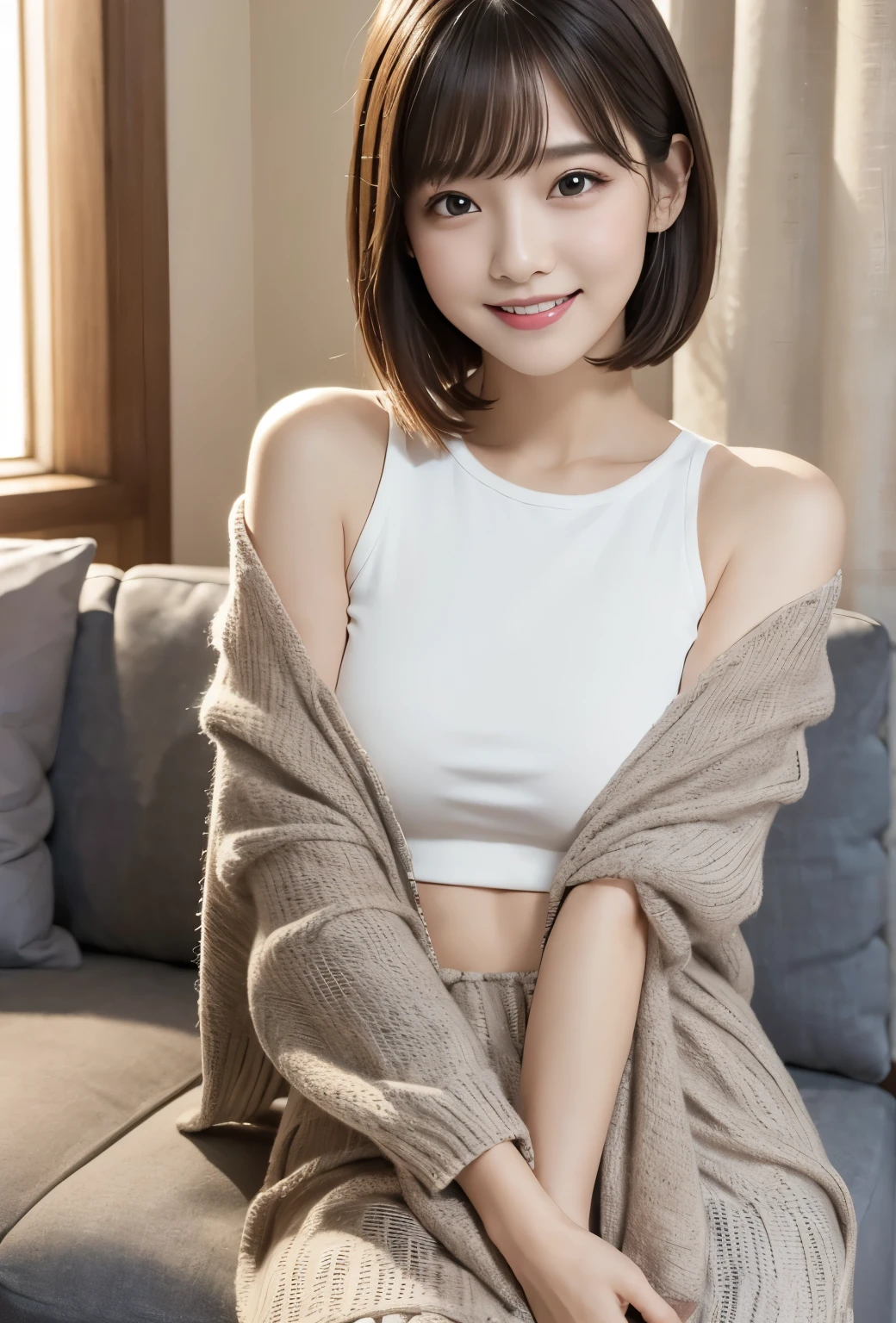 (tmasterpiece,best qualtiy:1.3),(full bodyesbian:1.3)extremly high detail,复杂,8K,hdr,the wallpaper,cinmatic lighting,Bedrooms((Eye makeup))((((short skirt:1.5)))),((slippers))(((Happy expression: 1.8)),full bodyesbian, (Larger chest), Twinkle, (20yr old), ((Slimmer figure: 1.5)), (((camisole: 1.5)))), ((Nice hairstyle: 1.5)))),((((ankle)))),((((Toes)))