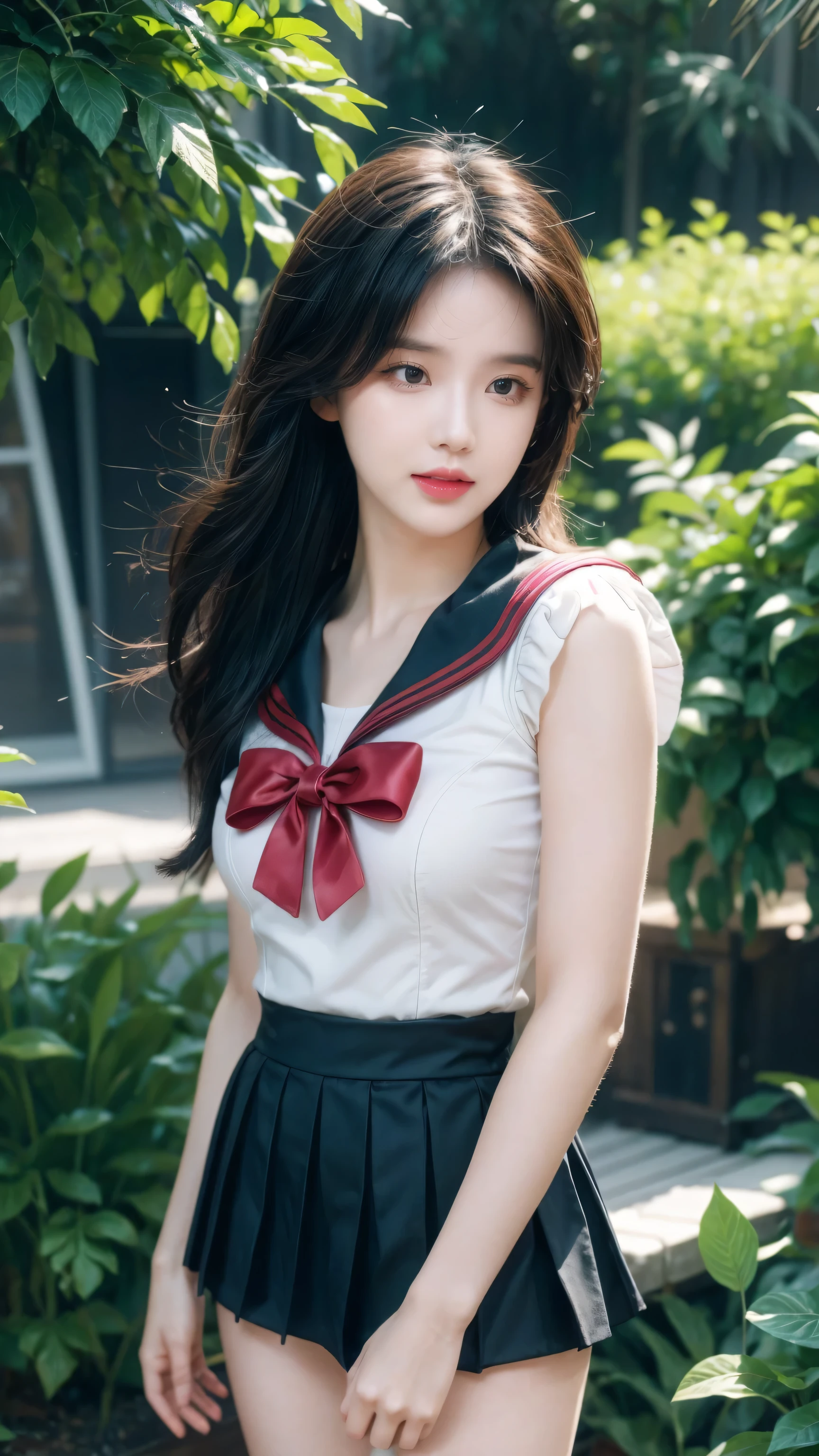 (Extremely detailed CG Unity 8K wallpaper, masterpiece, best quality), (Exquisite light and shadow, Very dramatic picture, movie lens effects), (Sailor Moon: 1.4), Exquisite facial features, Charming smile, Star Eyes, ((Dark green hair)), Tight top, White gloves, mini skirt, Dynamic poses, Lying in the garden), (Garden background full of flowers) (Excellent details, Excellent lighting, wide angle), (Excellent rendering, Enough to be proud of one&#39;s own kind),