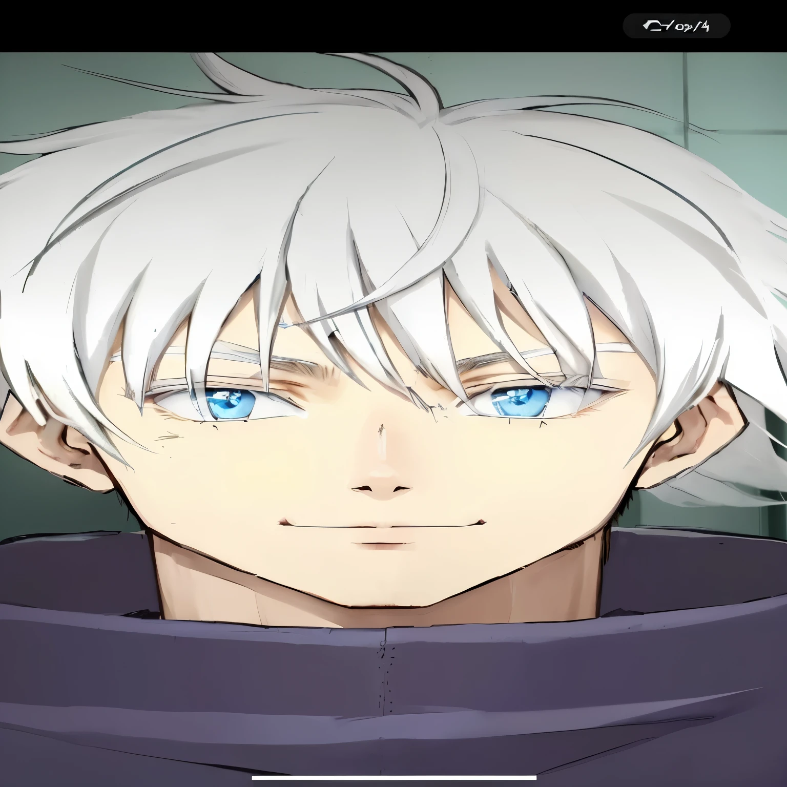 Gojo Saturu from ju-jitsu Kaisen, young male, light blue eyes, fair skin, handsome, white hair, fairly skinny