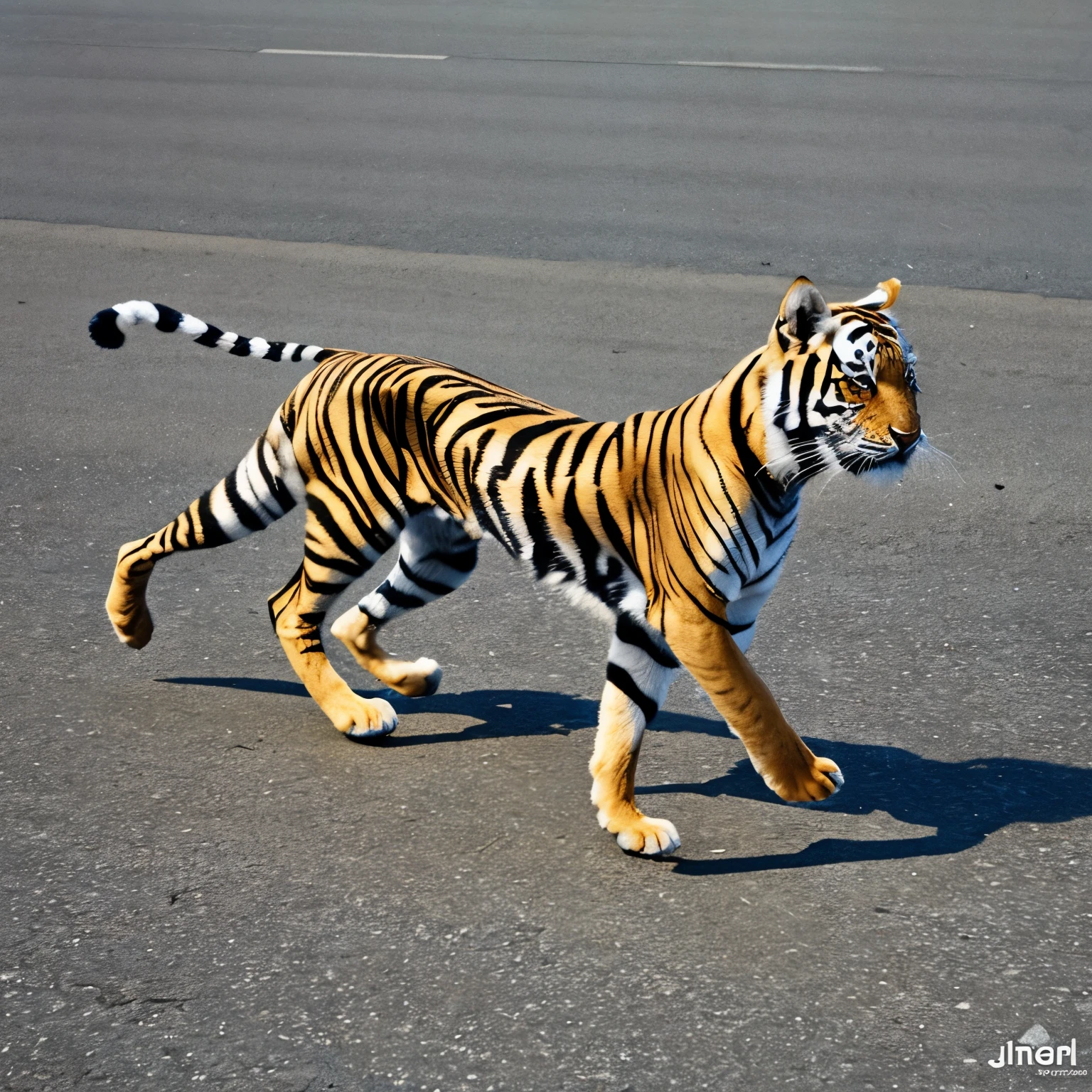 Make a bipedal tiger,andando sobre duas pernas segurando uma bandeira do japao