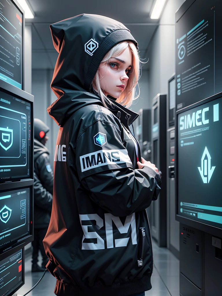 A hacker talking about cybersecurity , com o logotipo SmartSec