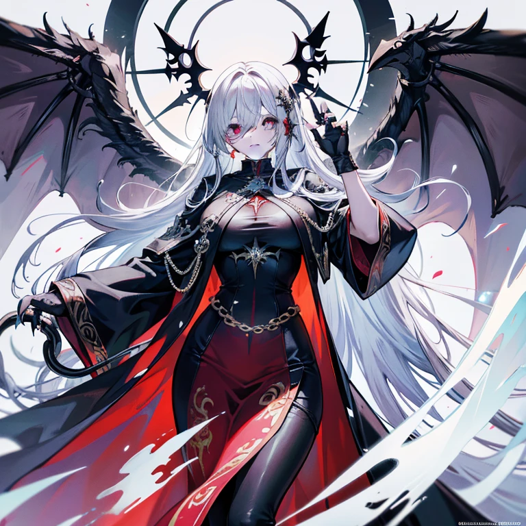 Looks holy looking monster angel，His entire body consists of a huge one-eyed eye，and metal rings around one-eyed eyes，The ring is crawling with eyeballs，Dragons have many wings on the white holy angel