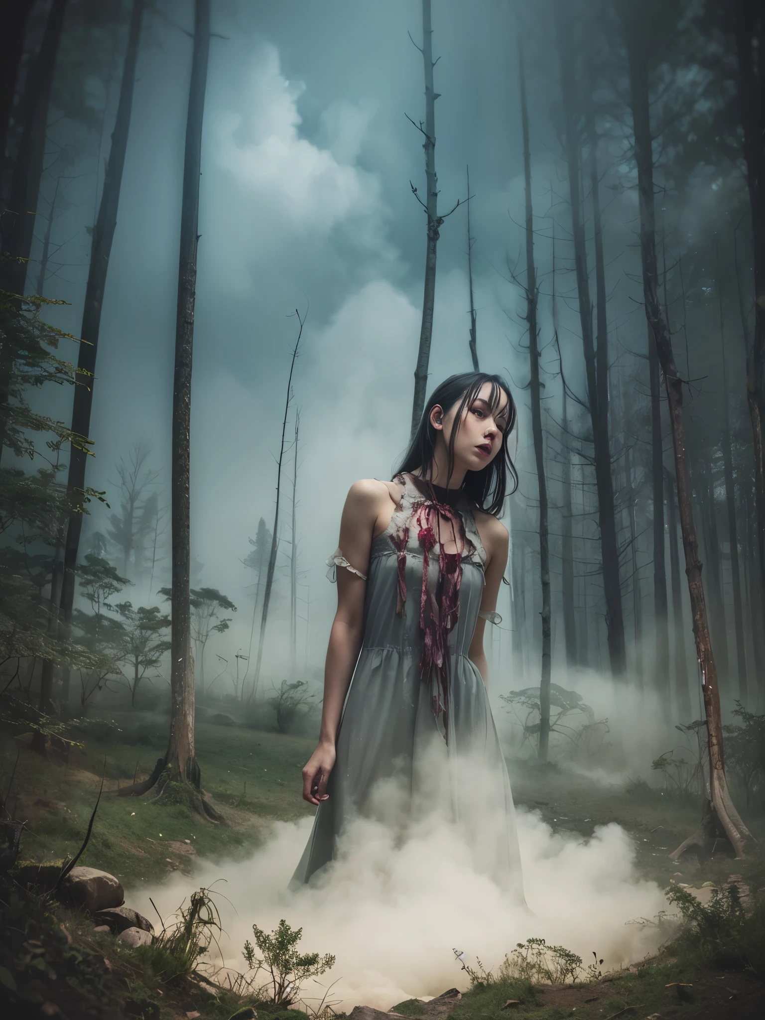 a beautiful girl, full body,
horror, broken, distorted, sky, fog, smoke, dark forest,
Junji Ito,
masterpiece, ultra high res, high quality,