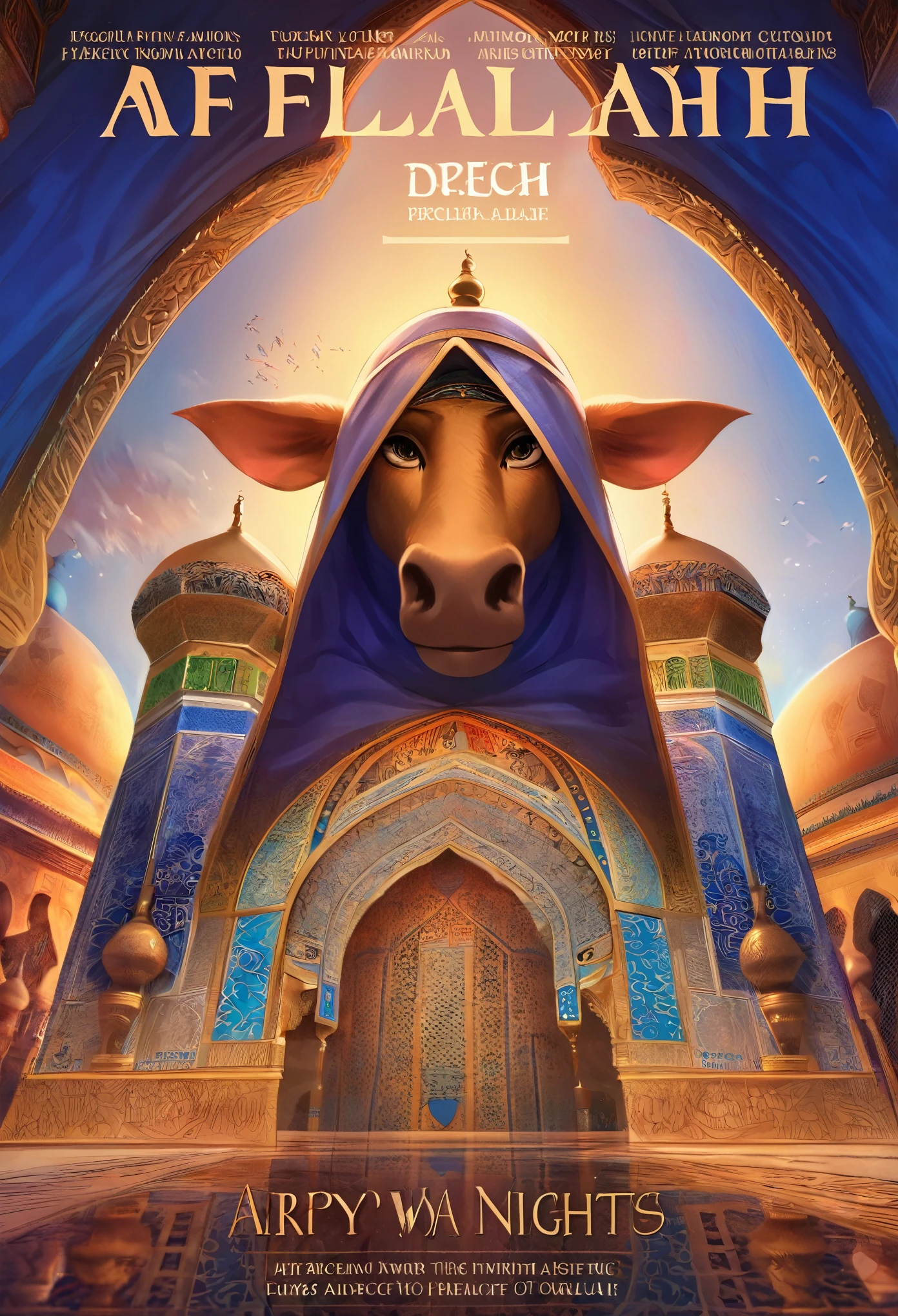 cover_page, High resolution, highest quality, highest quality, Paid reward available, An unparalleled masterpiece, Perfect artwork, Absurd, High-quality illustrations, 超High resolution, Detailed Background, Perfect Anatomy, Arabian Nights, Alf Laila Wa Laila,