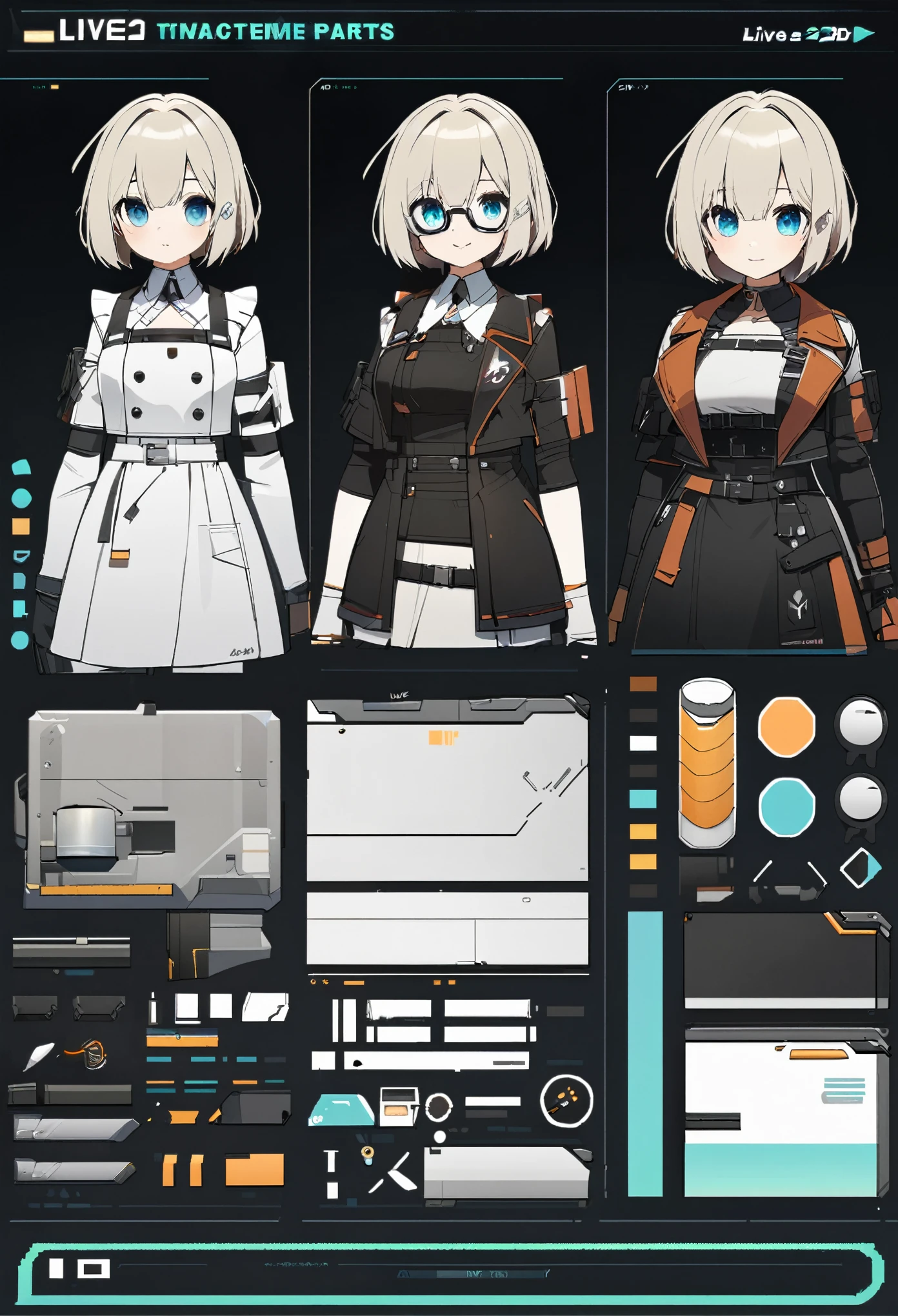 live2D character parts template, parts asset,live 2D vtuber model asset,