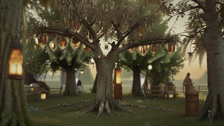 (image combining elements of photographer's website design:0.6), restoration of retro photos, genealogical tree with a whimsical note in the form of glowing fireflies, (a lot of old photos hanging on the branches:1.4), in the background, a fabulous forest with outlandish plants and flowers, vintage grandeur, USSR, extremely high-resolution details, raytracing, specular lighting, Subsurface scattering, PBR Texturing, Post-processing, Anisotropic Filtering, Surface shading,