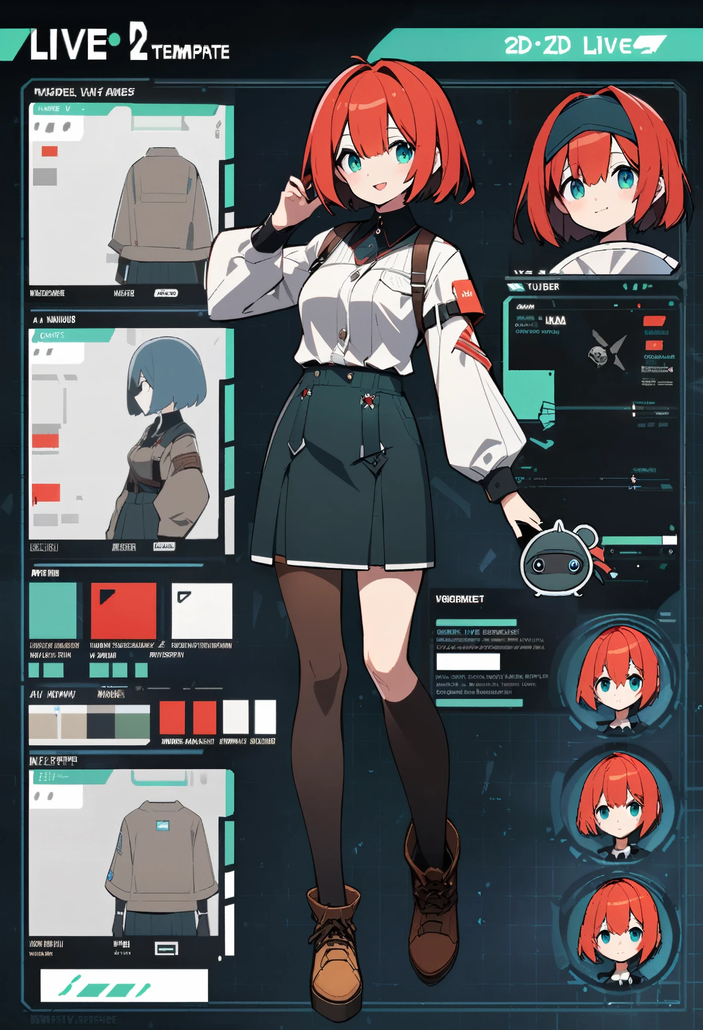 live2D character parts template, parts asset,live 2D vtuber model asset,