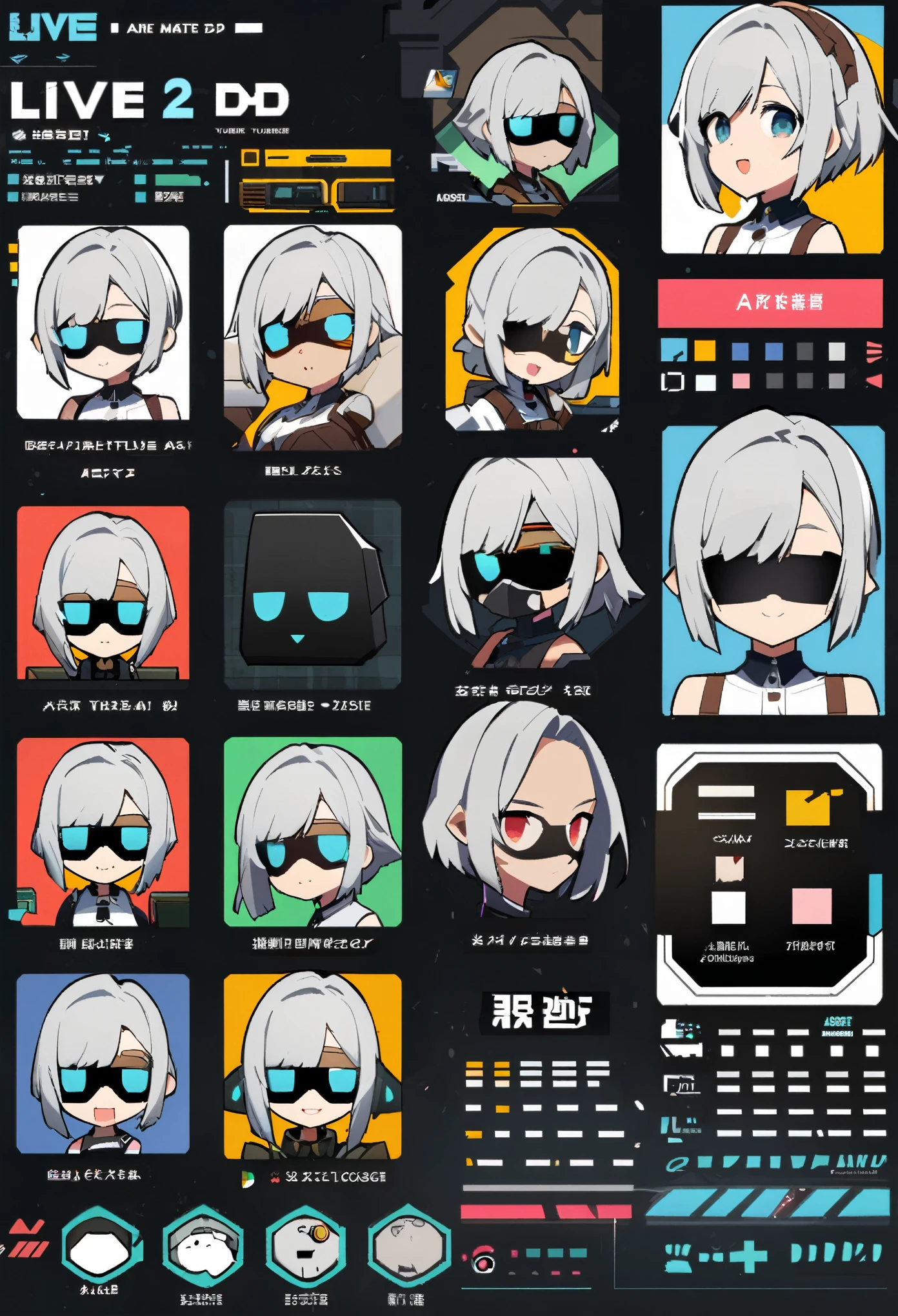 live2D character parts template, parts asset,live 2D vtuber model asset,