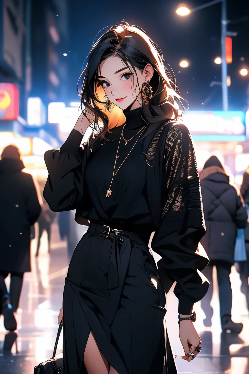 Flying debris、highest quality、shape、Very detailed、The finer details、High resolution、8K Dende Wallpaper、完璧なダイナミックな構shape、Fine and beautiful eyes、Winter casual wear、Medium Hair、Small breasts、Natural color lip、Bold sexy pose、A shy smile、Harajuku Style、20-year-old girl、Cute type、sexy shot looking at camera、