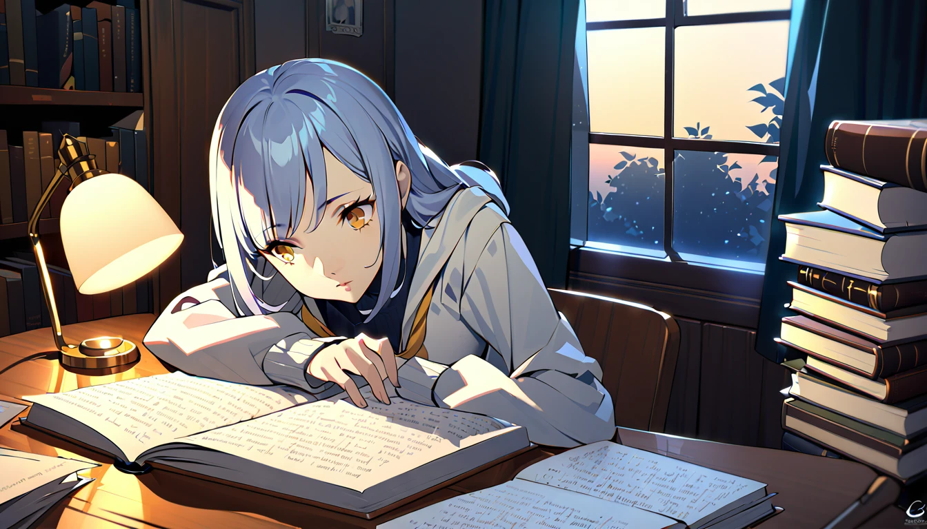 Masterpiece, Best quality, 1girl, Cozy corner, Jumble of books, Profound study, Desk lamp, Yellow glow, Peaceful ambiance, Quiet night, Window, Tranquil countenance, Intensity of concentration, Composed posture, Inquisitive eyes, Subtle tilt, Nimble fingers, Timeworn margins, Sultry aura, Silent focus, Deep in thought, Scholar, Old world wisdom, Intellectual, Thoughtful, Pensive, Well-read, Intellect, Knowledgeable, Wisdom seeker, Glimpse into the mind, Soaking up the knowledge, Absorbing the information.
A girl, enscon,evening,
