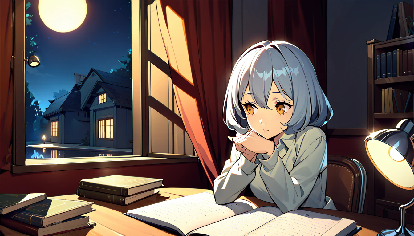 Masterpiece, Best quality, 1girl, Cozy corner, Jumble of books, Profound study, Desk lamp, Yellow glow, Peaceful ambiance, Quiet night, Window, Tranquil countenance, Intensity of concentration, Composed posture, Inquisitive eyes, Subtle tilt, Nimble fingers, Timeworn margins, Sultry aura, Silent focus, Deep in thought, Scholar, Old world wisdom, Intellectual, Thoughtful, Pensive, Well-read, Intellect, Knowledgeable, Wisdom seeker, Glimpse into the mind, Soaking up the knowledge, Absorbing the information.
A girl, enscon,evening,