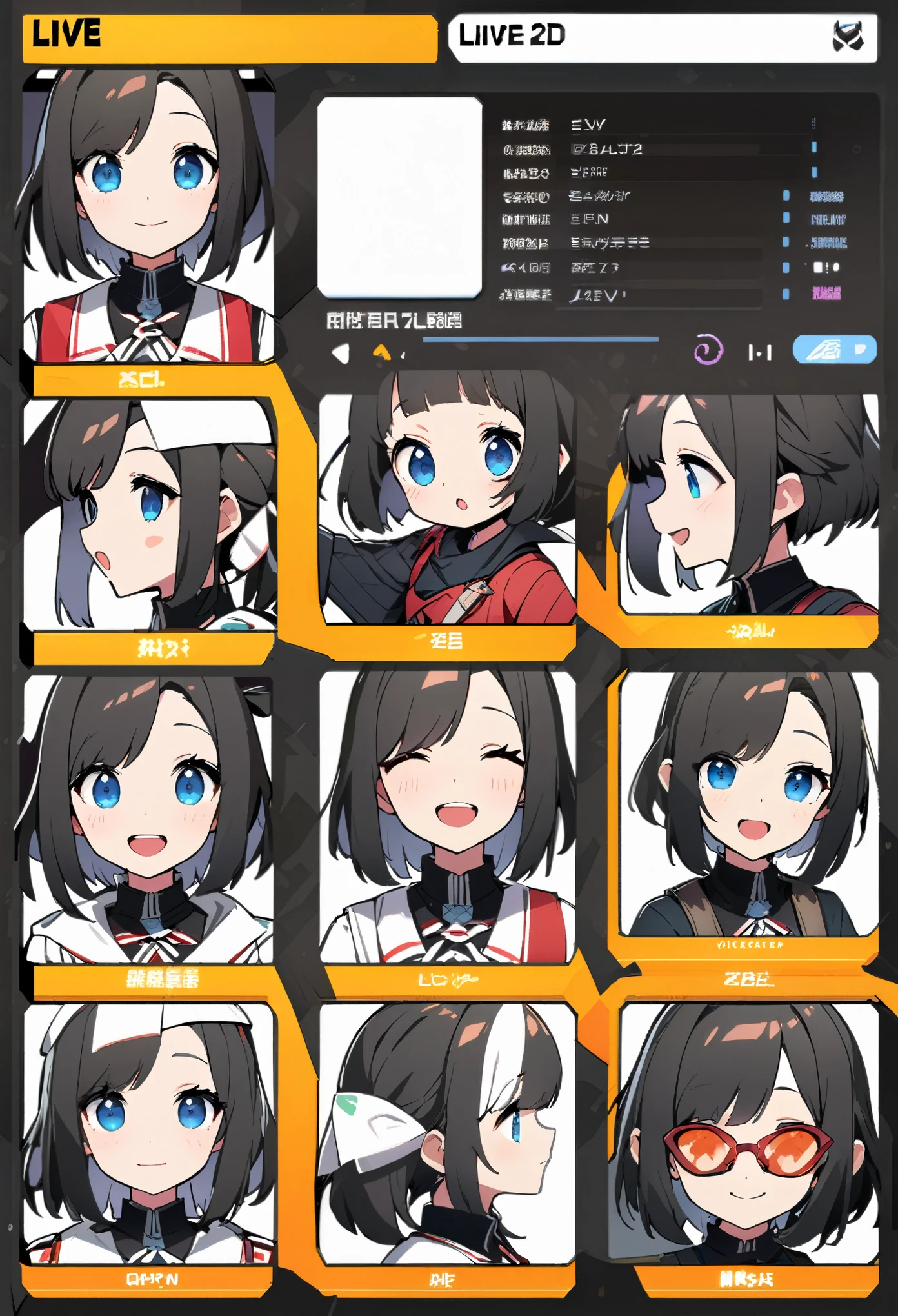 live2D character parts template, parts asset,live 2D vtuber model asset,