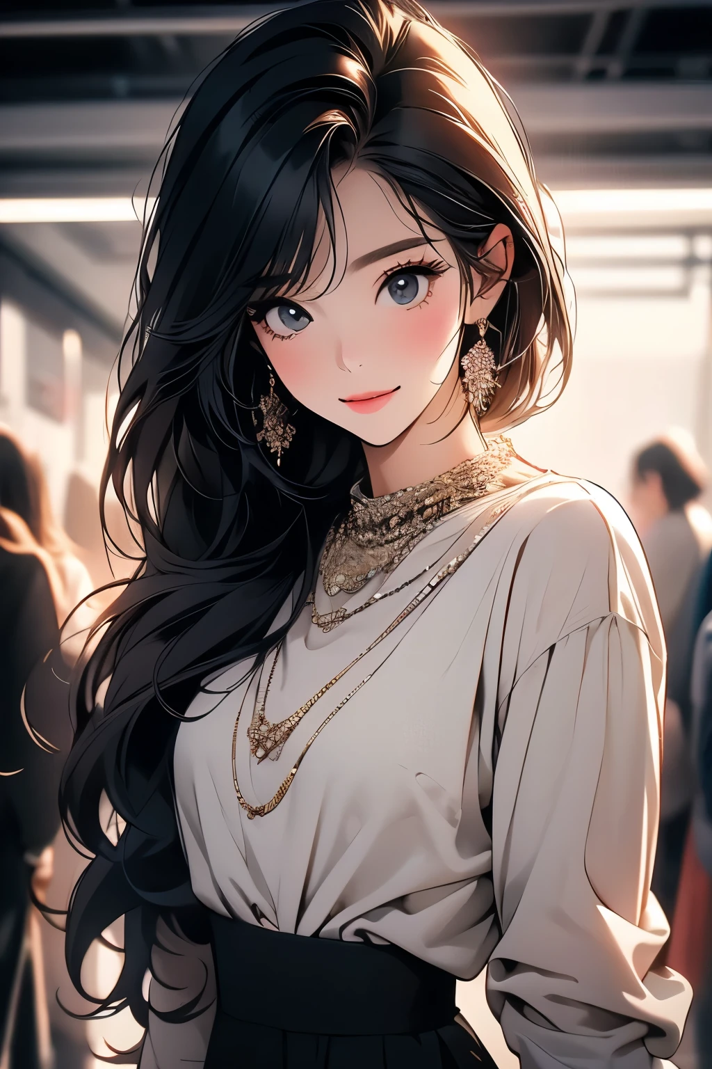 Flying debris、highest quality、shape、Very detailed、The finer details、High resolution、8K Dende Wallpaper、完璧なダイナミックな構shape、Fine and beautiful eyes、Winter casual wear、Medium Hair、Small breasts、Natural color lip、Bold sexy pose、A shy smile、Harajuku Style、20-year-old girl、Cute type、sexy shot looking at camera、