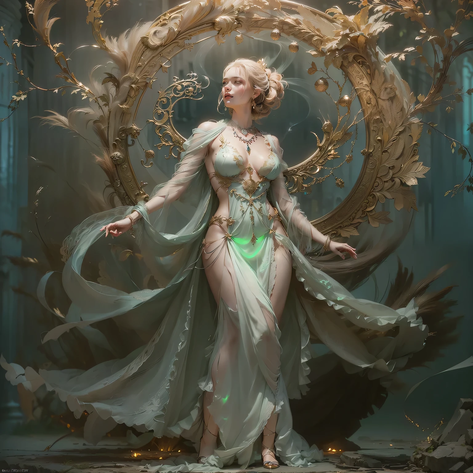 Redrawing the dress to match its surroundings after erasing the original image