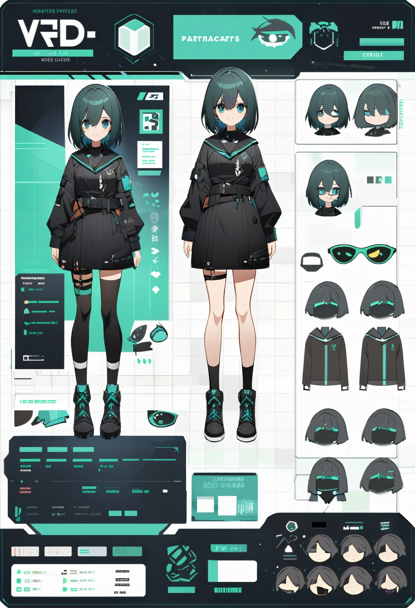 live2D character parts template, parts asset,live 2D vtuber model asset,