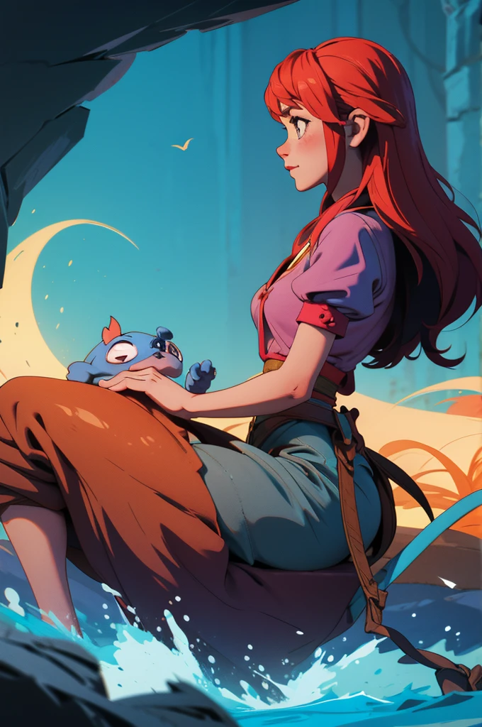 Illustration for a fairy tale about a dog, who is talking to a girl