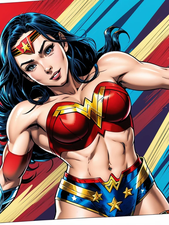 anime style drawing, wonder woman, 4k, Comic babes