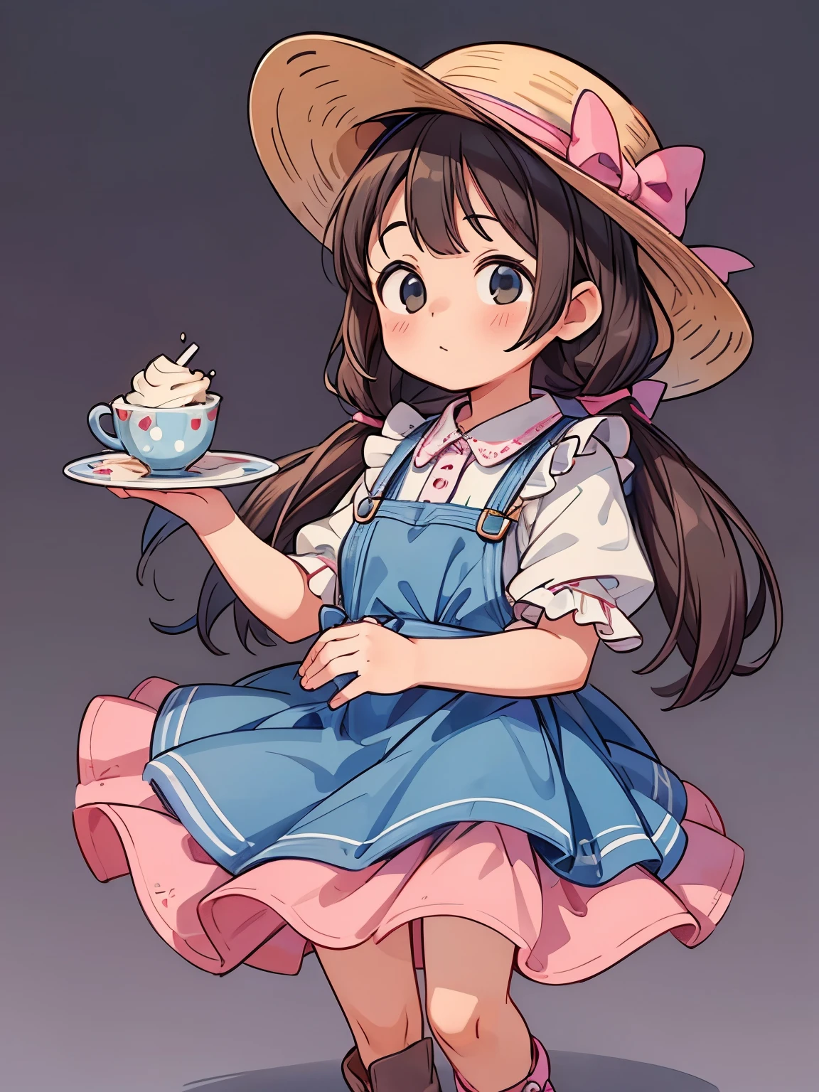 (masterpiece、highest quality、highest quality、Official Art、Beautiful and beautiful:1.2)、(One girl:1.3)Hatsune Miku、Twin tails,Big Breasts,Create a cute baby style chibi doll series with a cute cowgirl theme, Each in detail and in 8K resolution. All dolls follow the same plain background pattern、Must be complete within the image。, Show (whole body, Including the feet: 1.5)
Boneca Cowgirl: Please call her Mia. She must have medium wavy hair.. Your eyes should be large and inquisitive, Long eyelashes and slightly pink cheeks. Mia should wear a delicate jumpsuit, Cute cowboy boots, polka dot blouse, and cowboy hat. she must have farm accessories. Add details such as pockets and frills to your apron.、Make it even more attractive, Beautiful shoes, make sure to add a shadow, Hair texture and details, Clothes, cute cowboy tableware, To make you more lovable and attractive.