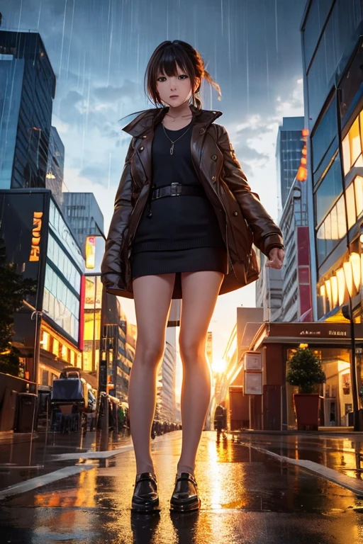 Mix 4,(8k, RAW Photos, highest quality, Master:1.2), (Realistic, photo-Realistic:1.37),One girl,cute,Cityscape,night,rain,Wet,Professional Lighting,Photon Mapping,Radio City,Physically Based Rendering ,