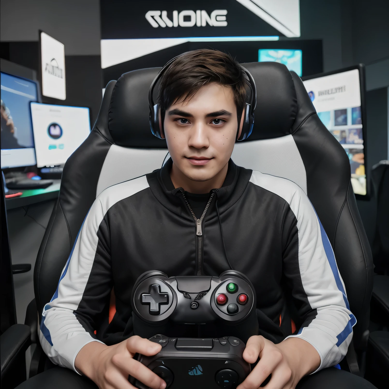 Male gamer who is looking forward