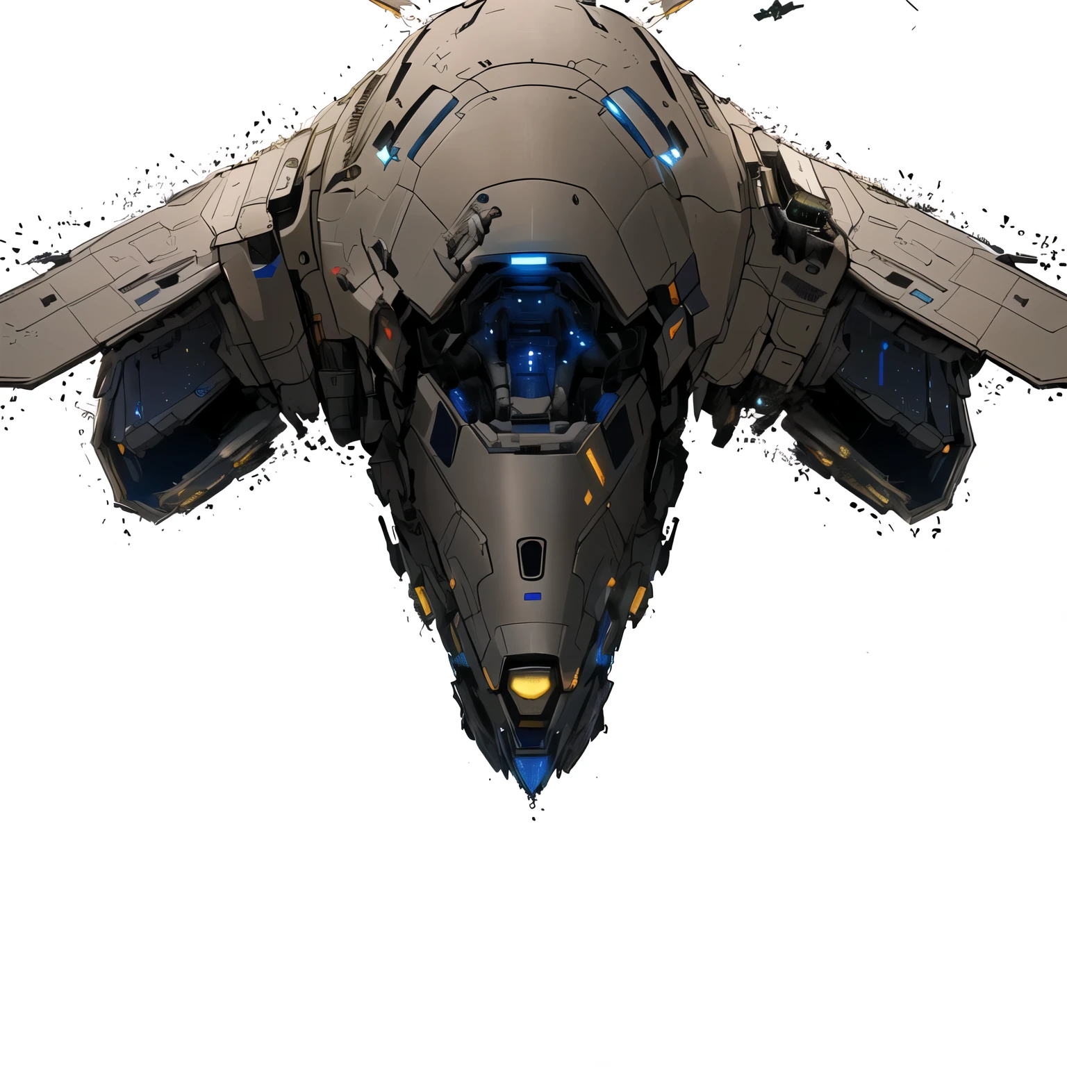 a close-up of a futuristic-looking creature with a large head, Escuro ( nave espacial ), nave espacial concept art, detailed science fiction art, science fiction illustrations, science fiction illustrations, mech em forma de peixe-boi, nave espacial, scifi nave espacial, Nicolas Bouvier Sparth, artes conceituais, science fiction spaceship, Prometheus Alien Engineering, Escuro sci-fi art, futuristic nave espacial