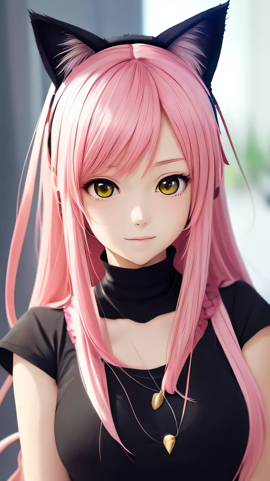 There is a woman with pink hair and cat ears., Very beautiful cute cat girl, Charming cat girl, Real life anime girls, Ultra realistic anime, beautiful Anime cat girl, Anime cat girl, Beautiful young cat girl, Very Beautiful Anime Cat Girl, Surreal , Enchanting anime girl, cute Anime cat girl, Cat ears anime girl、Full body