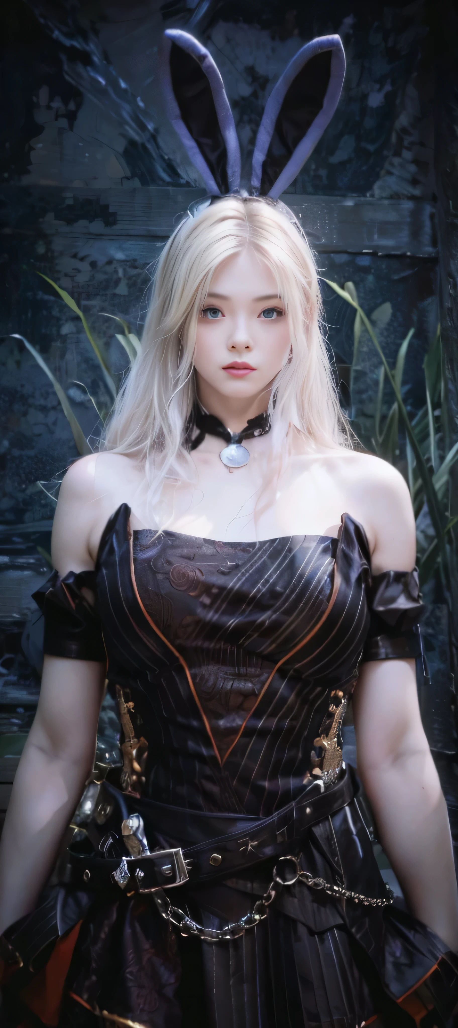 (female:1.2), 8k, ultra hd, ultra detailed texture, hyper realistic, masterpiece, detailed texture, detailed face, detailed skin, detailed lighting, (photorealistic:1.5), best quality, beautiful lighting, cinematic lighting, professional lighting, ultra highres, realistic, detailed hair, real hair, high quality, (realskin:1.5), extremely detailed, finely detail, ultra-detailed, 1girl, solo, goddes, (beautiful eyes:1.5), red lips, parted lips, nose, white skin, pretty, beautiful, details blonde hair, bunny earsband