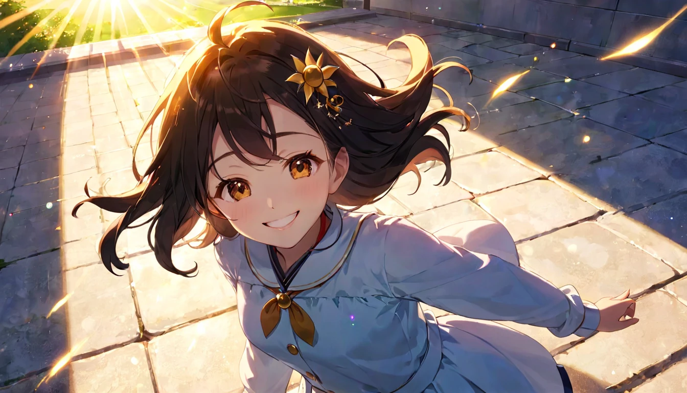 Today is a happy day、sun and shadow、Strong female silhouette、Smiling Girl、Sparkling sun。
