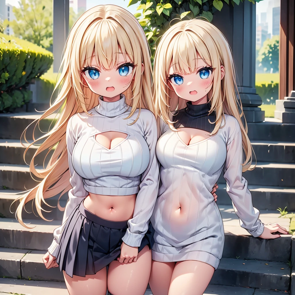 (cute eyes:1.2), (sparkling eyes:1.2), highest quality,wonderful,finely,extremely detailed CG Unity 8K wallpaper, (girl, cute eyes, clothed), virgin killer sweater, (sweater dress:1.2), (ribbed sweater,sideboob,cleavage cutout, turtleneck sweater,(white sweater:1.3),crop top navel), (midium breasts), (open mouth:1.1), (long tongue:1.1), (mouth drool:1.1), (black stockings:1.1),(Thighs:1.2),(Waistline:1.4)