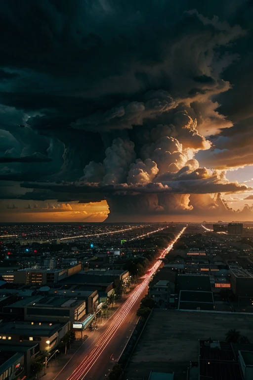 A hurricane destroying a city, apocalyptic scenery